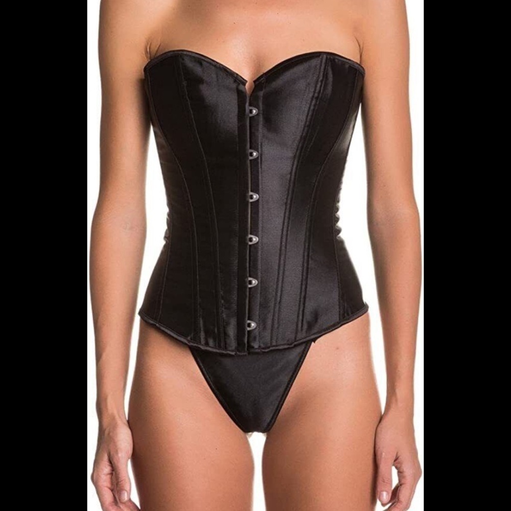 Boutique Womens Black Lace Back Strapless Corset Bustier Small - Picture 4 of 8